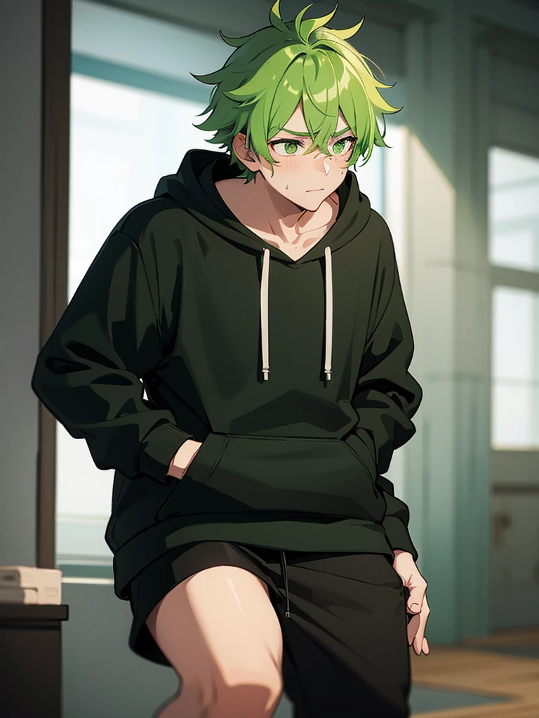 ((best quality)), ((masterpiece)), (detailed), perfect face, male only, male, gay, yaoi, bara, roronoa zoro, buff, muscled, greeth teeth, exposed, restrained, small penis, micropenis, embarrassed, crouching, squatting, peace sign, cel shading anime style, hairy body, fully naked, naked, no clothes, crouching with spread legs, spread legs