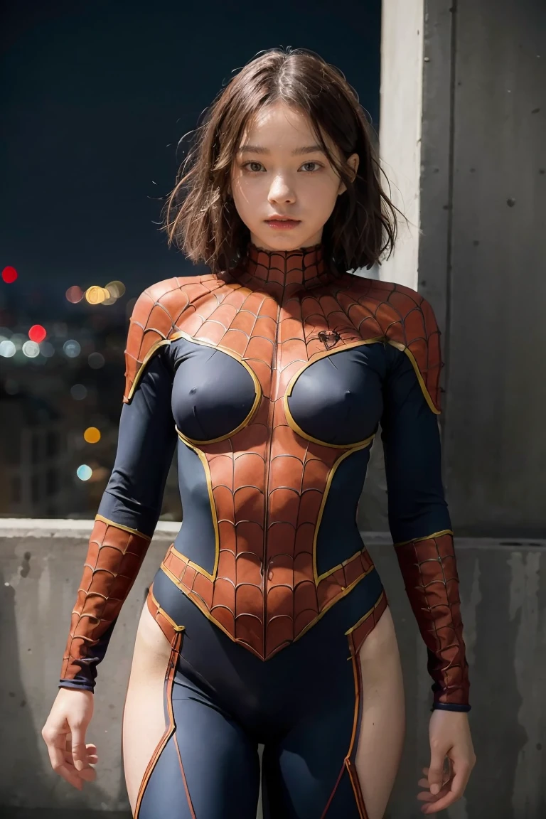 (masterpiece), best quality, perfect body, 18yo GIRL, spiderman armor suit, 