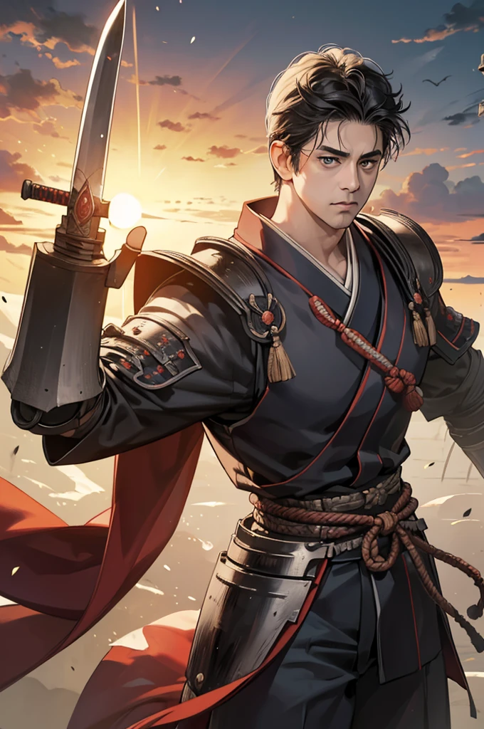 Highest quality，High resolution，((Shinzo Abe)) ，Kenshiro，Fist of the North Star，samurai，One person，warrior，armor，kimono，Fumaru，Armor，male，One personで，Middle Age，（face_Wrinkles），Swordsman，strongest，Anime Style，(Limbs)，(Full Finger)，(Accurate fingertips), (The finer details), (Super detailed)，(Japanese sword:)，4K，(high resolution)，whole body, (Front angle), Looking at the camera,masterpiece，(Subtle details)，(Intricate details)，Octane Rendering，(Hyper Detail)，