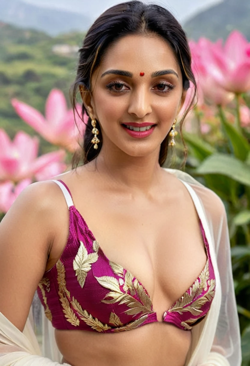 kiara advani visible nipples ((Best Quality, 4K, 8K, High Definition, Masterpiece: 1.2), (Ultra Detailed, Photorealistic, Portrait: 1.37), Detailed eyes and lips, beautiful face, exquisite makeup, bright colors, soft lighting, girls in the garden, lush leaves, flowers in full bloom, stunning Dutch scenery, laid-back atmosphere, seductive gaze, seductive pose, about to spill Breasts, visible nipples, admiring tourists, satisfied smiles, happy laughter, harmonious composition, looking for fun, seductive charm, seductive atmosphere, scenic beauty, photo realistic Rendering, artistic excellence, highlighting the feminine charm, vivid color palette, luxurious setting, vibrant energy, expressive personality, charming expression, highly detailed moist skin texture, She exudes a terrifying sexual charm that no one can resist (NSFW:1.2)