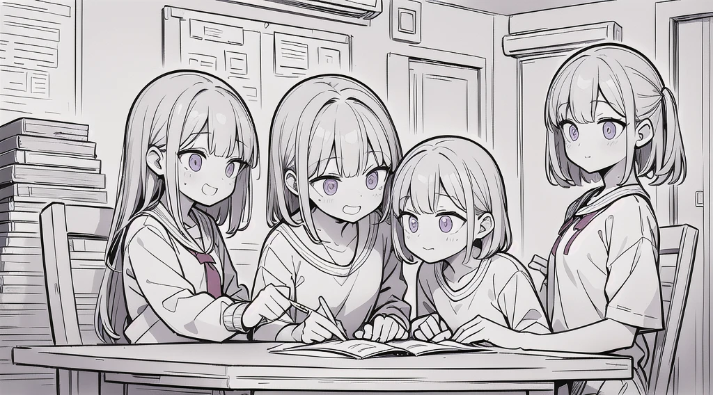 A female teacher BREAK (completely nude:1.2), (naked:1.2), wearing white ankle socks, (embarrassed, panicking, upturned eyes, full-face blush, open mouth, parted lips:1.3) , Lovingly caring for two children from a wealthy family.. children, a light-skinned boy and girl, they are sitting at a table, absorbed in an educational activity, their smiling faces radiate curiosity and joy. The teacher's warm and caring demeanor is evident in the way she interacts with the children., make learning an enjoyable experience for them. The overall scene radiates a feeling of warmth., comfort, and learn in the best possible environment.