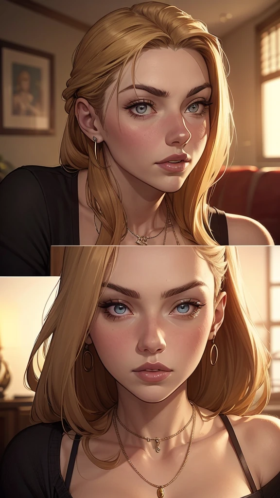 a close-up of a woman with a necklace around her neck, attractive female face!!!, very beautiful face, very attractive and beautiful, Natalie Dormer, Sydney Sweeney, like Corinne, amber ear, holywood actress, Dakota Fanning, with very thin lips, taken at the beginning of 2020, face perfect ), most beautiful woman in the world
