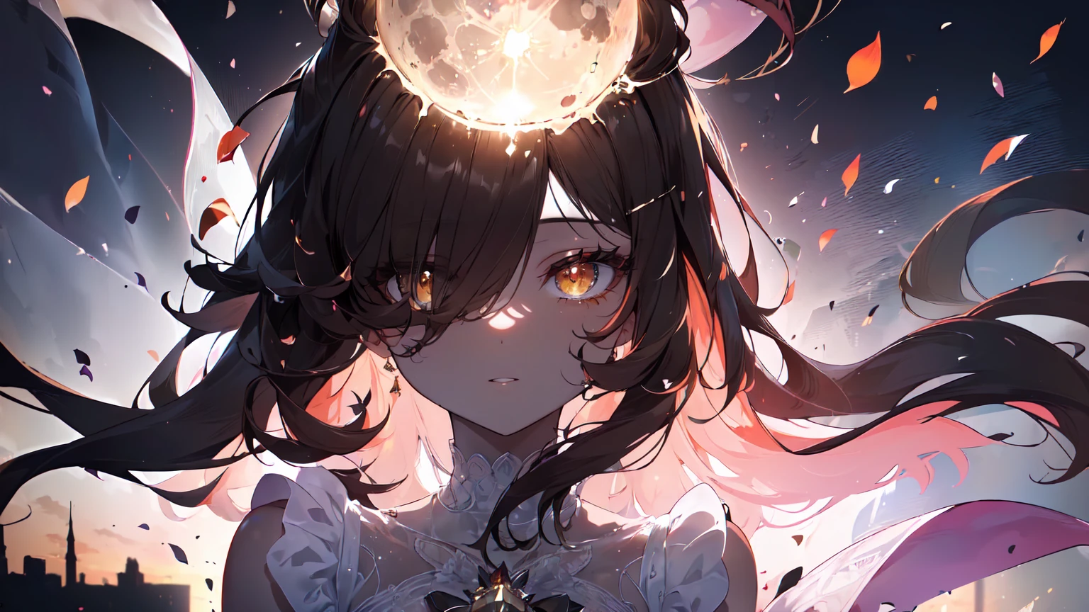 Outrageous resolution、Highres、(master masterpiece:1.4)、Super Detailed、Seen from above、Cosmo、floating、Anime girl in dress with stars on background, an anime drawing inspired by Li Chevalier, trending on pixiv, fantastic realism, best anime 4k konachan wallpaper, girls frontline universe, detalhes finos. Girls Frontline, From Girls Frontline, from Azure Lane video game, girls frontline style, girls frontline cg, starry sky!!, detailed key anime art