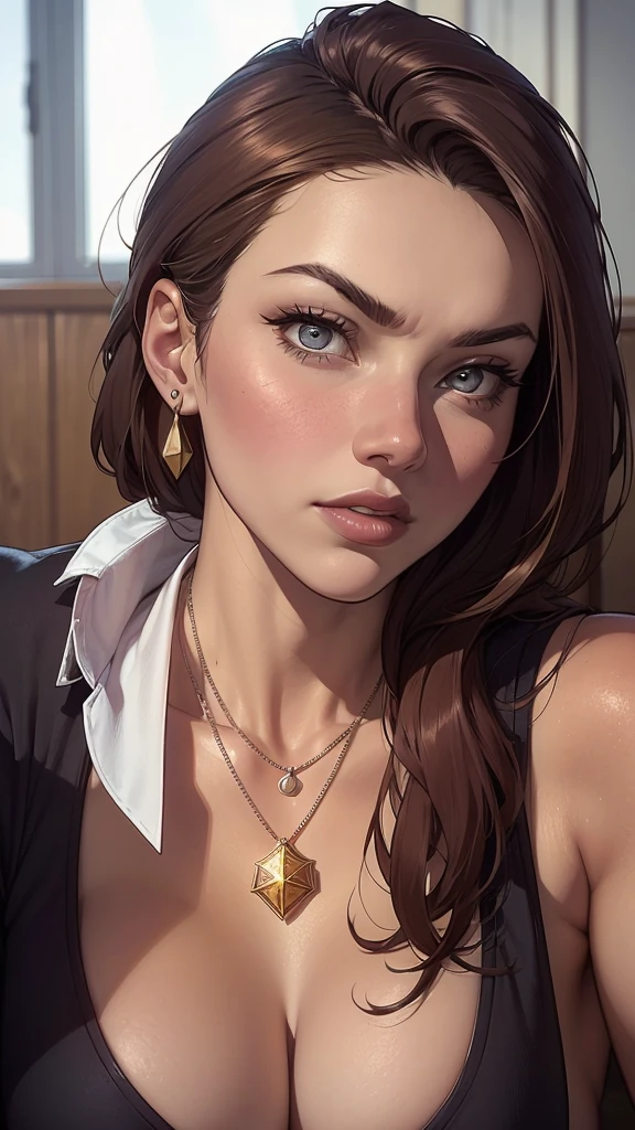 a close-up of a woman with a necklace around her neck, attractive female face!!!, very beautiful face, very attractive and beautiful, Natalie Dormer, Sydney Sweeney, like Corinne, amber ear, holywood actress, Dakota Fanning, with very thin lips, taken at the beginning of 2020, face perfect ), most beautiful woman in the world