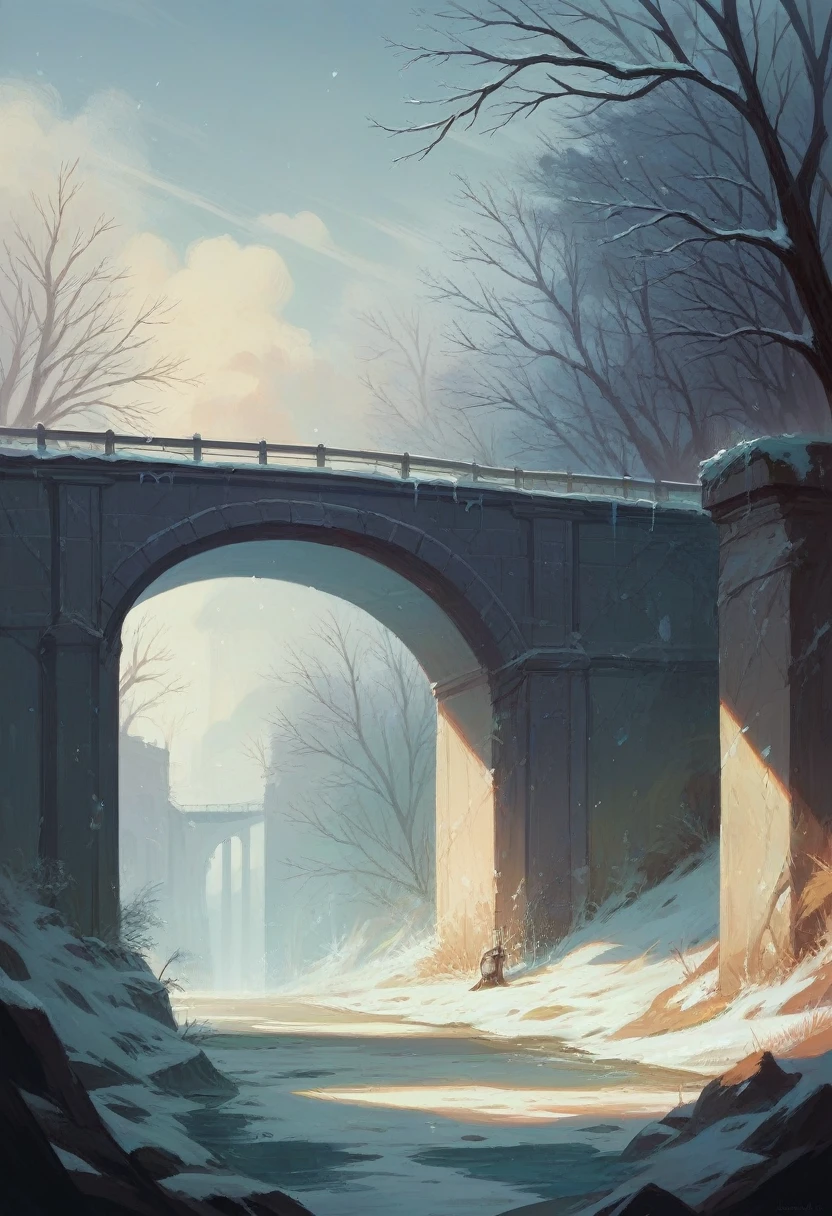 Fantastic scenery Ice bridge Snowstorm Night view high resolution Realistic