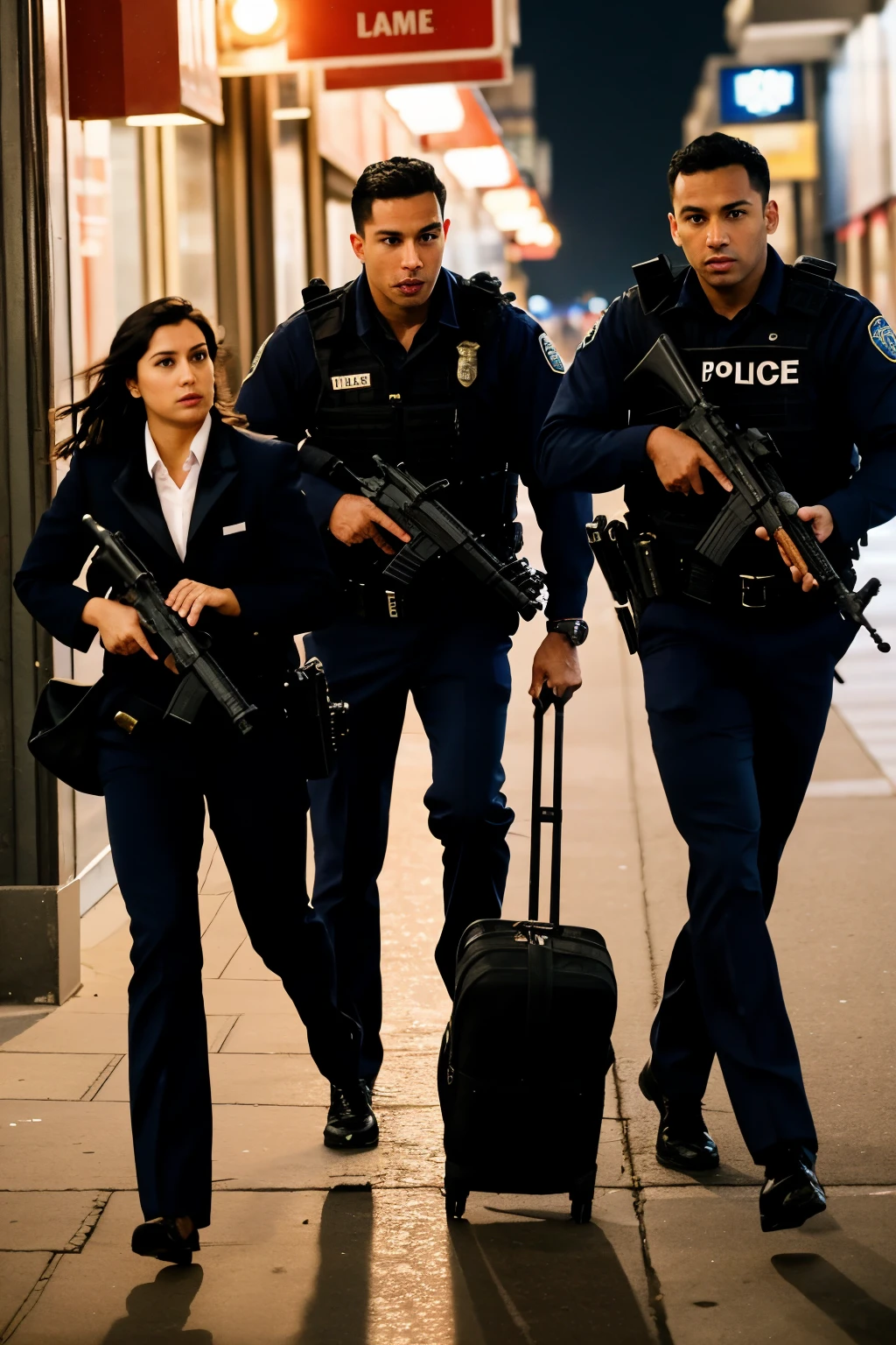 Three men are shooting in the city, and a woman joins in to help destroy the criminal. As they carry a bag with them, the police begin chasing them, leading to a thrilling pursuit.