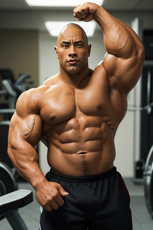 dwane the rock johnson flexing biceps