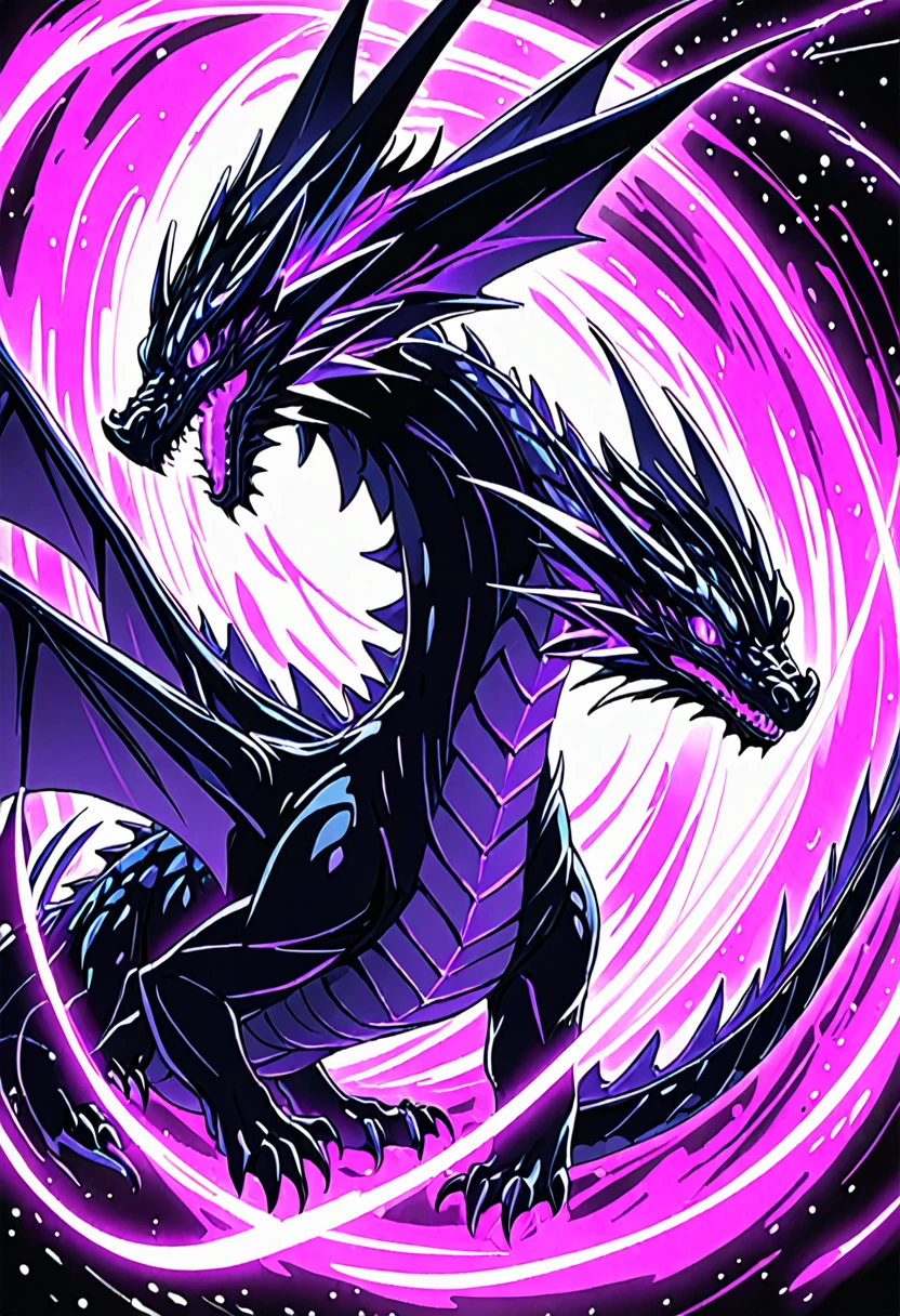  Dragon,black scalie,neon purple,Has the power of a black hole, pixiv artwork, Netflix artsyle, desktop background,no watermark 