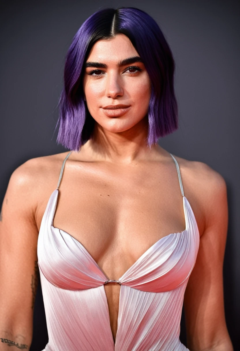  high quality  celebrity Erotic  paparazzi   photo ,  (gorgeous celebrity, nude , woman, SDXL , lora, smile, smiling , eyebrows raised ,DuaLipa, dua lipa, duxlipa, female, singer, cute, vacation  side background, violet color hair   , random click, random move photograph  , photorealistic , celebrity , woman )  topless , shiny breast ,shiny sweaty skin ,random sexualized move, erotic angles, sweaty  flat breast, celebrity erotic photograph , shiny sweaty skin , fleshy muscular woman  , ( natural lights, depth of field, detailed face , insanely detailed skin texture, hyper detailed features )