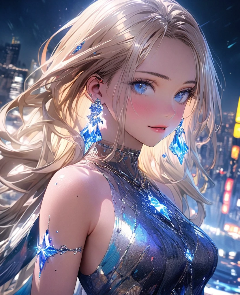 (photorealistic:1.8, highest quality:1.8,8K masterpiece:1.8,High resolution,muste piece:1.8,RAW Photos,cinematic lighting),No split screen, cyber punk、Highway at night、rain-soaked ground、 (1 android girl:1.3)、Completely naked、Full body tattoo、choker、beautiful breasts、navel piercing、T-shirt、denim mini skirt、beautiful butt、beautiful thighs,plump nipples、Nipples are visible through the costume,cameltoe,Body painting with a pop design drawn all over the body、pop art design、cutting edge fashion、conceptual art、 Provocative sexy poses、look back、spread your legs、Lift your leg high and kick、 (Beautifully shining vermilion, blue, white, gold, and peach hair:1.5)、shining blue eyes、Shy Smile