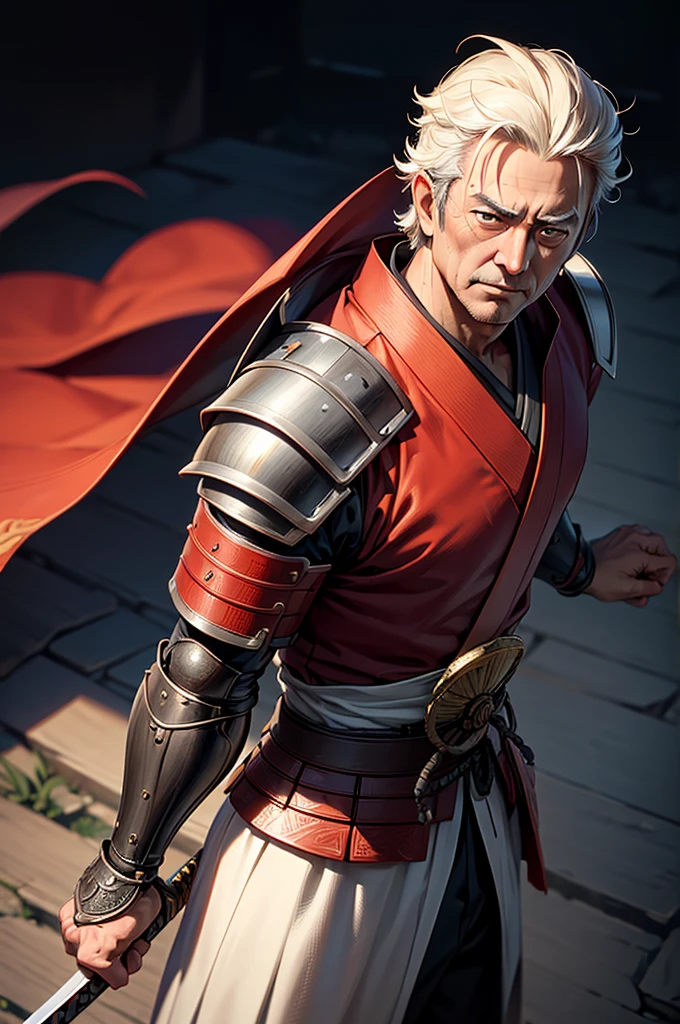 Highest quality,High resolution,((Shinzo Abe)) ,Kenshiro,Fist of the North Star,samurai,One person,warrior,armor,kimono,Fumaru,Armor,male,One personで,Middle Age,(face_Wrinkles),Swordsman,strongest,Anime Style,(Limbs),(Full Finger),(Accurate fingertips), (The finer details), (Super detailed),(Japanese sword:),4K,(high resolution),whole body, (Front angle), Looking at the camera,masterpiece,(Subtle details),(Intricate details),Octane Rendering,(Hyper Detail),