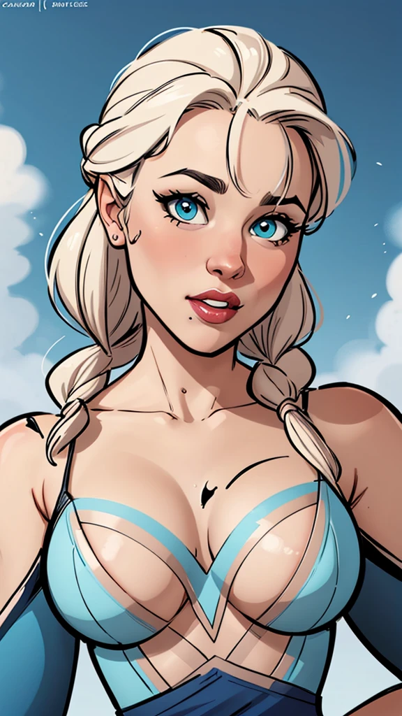 Compensation! Here is the revised and cleaner text:
--- Character: Battle-scarred Queen Anna of Arendelle.
Description: Cartoon image of a woman. cartoon style illustration, with highly detailed character design. detailed digital art, showing courage and high quality portrait.
characteristics:
- Portrait character design - Beautiful digital illustration - Comic art - Young girl with braided hair - Beautiful lined eyes - Medium-large bust and wonderful sexy clothes - Expression of sexual desire from waist to head ---