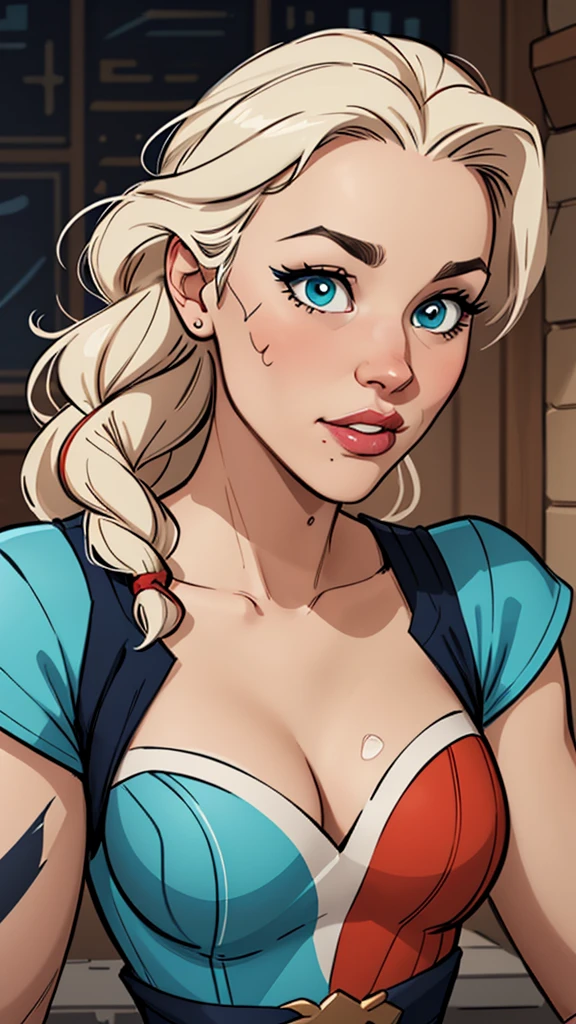 Compensation! Here is the revised and cleaner text:
--- Character: Battle-scarred Harley Quinn.
Description: Cartoon image of a woman. cartoon style illustration, with highly detailed character design. detailed digital art, showing courage and high quality portrait.
characteristics:
- Portrait character design - Beautiful digital illustration - Comic art - Young girl with braided hair - Beautiful lined eyes - Medium-large bust and wonderful sexy clothes - Expression of sexual desire from waist to head ---