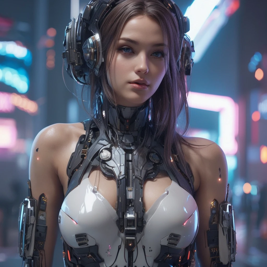 medium long body shot of beautiful woman Beautiful breasts ,middle breast  in astronaut  bikini suit and floating in space , hyperrealistic fantasy art, beautiful white girl,, sci-fi fantasy art, detailed sci-fi art, Atmosphere sci-fi movies background , lighting effect ,elegant pose