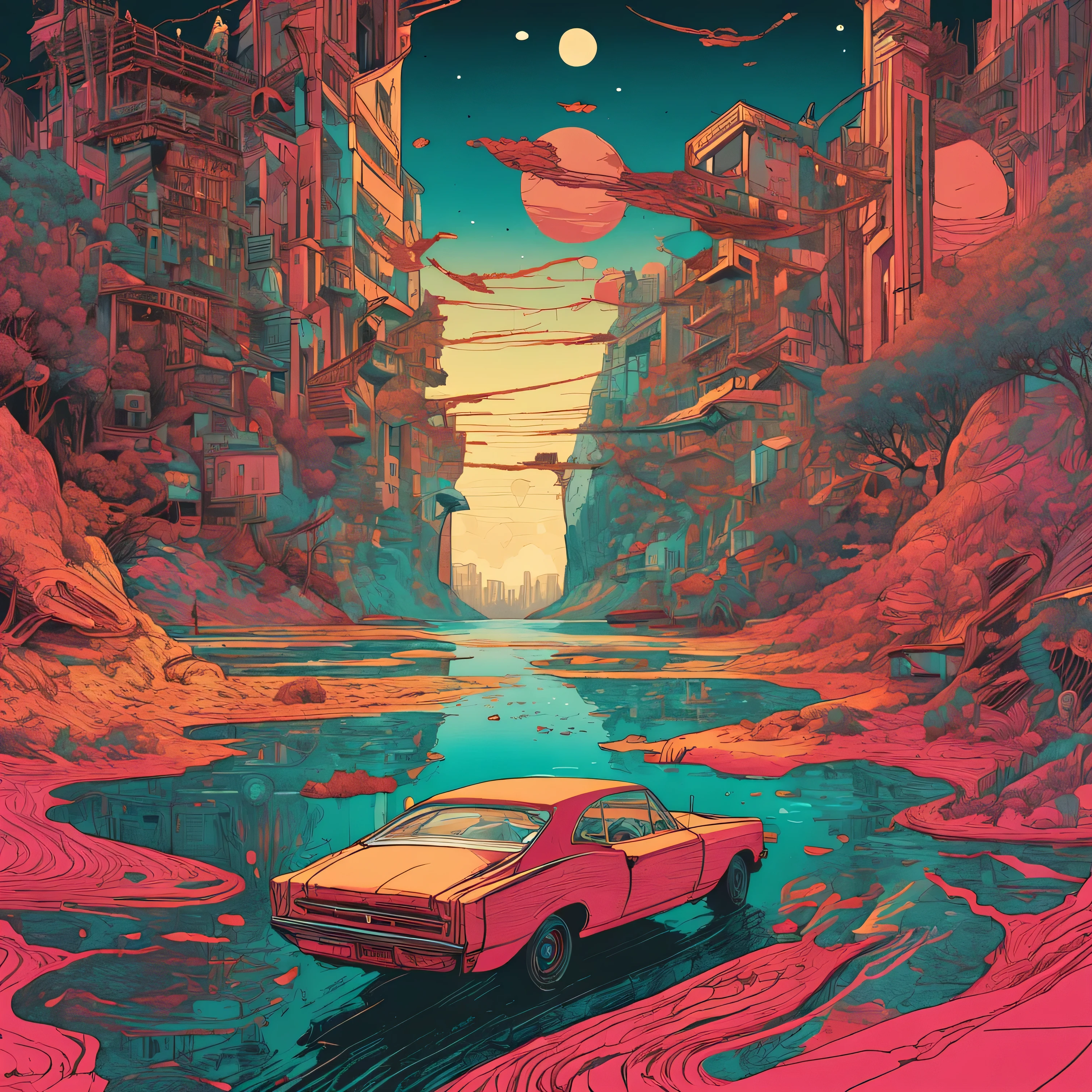 Classic, epic scene, by victo ngai, kilian eng vibrant colours, dynamic lighting, digital art, winning award masterpiece, fantastically beautiful, illustration, aesthetically inspired by beksinski and dan mumford, trending on artstation, art by greg rutkowski, 8 k
