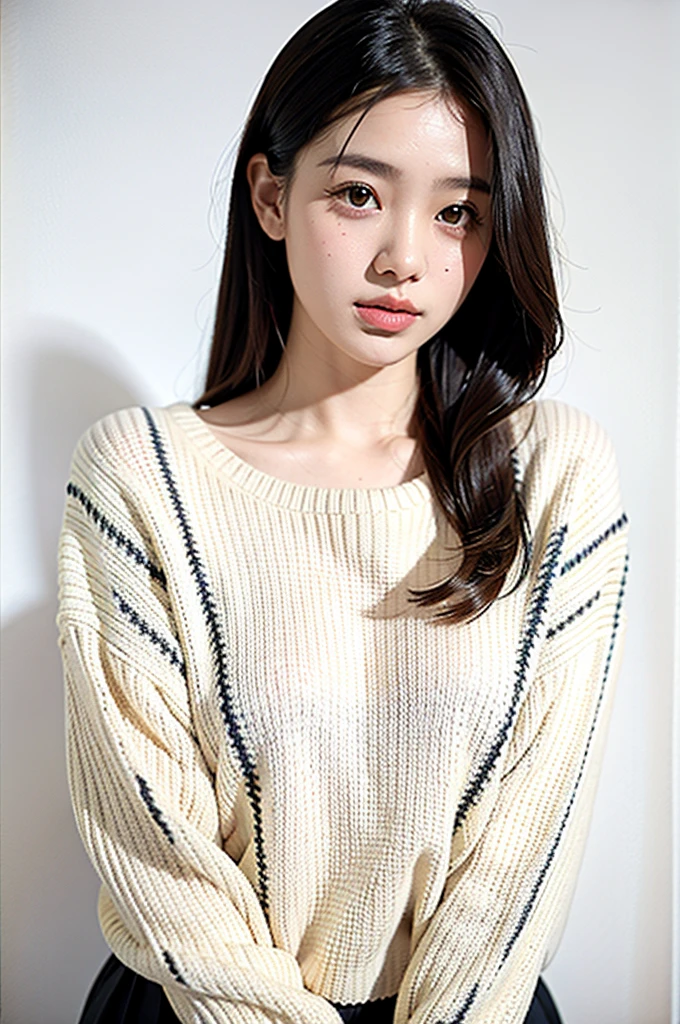 One girl,sweater,White Background,