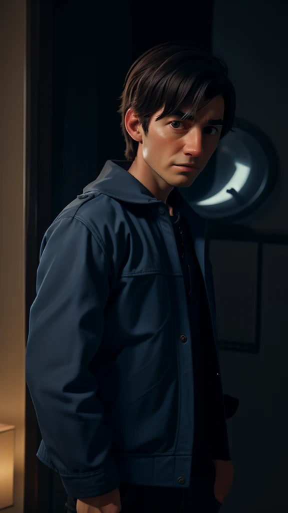 Main man  character's disbelief in ghosts at night 