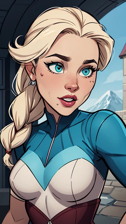 Compensation! Here is the revised and cleaner text:

--- Character: Battle-scarred Queen Anna of Arendelle.

Description: Cartoon image of a woman. cartoon style illustration, with highly detailed character design. detailed digital art, showing courage and high quality portrait. 

characteristics:
- Portrait character design - Beautiful digital illustration - Comic art - Young girl with braided hair - Beautiful lined eyes - Medium-large bust and wonderful sexy clothes - Expression of sexual desire from waist to head ---