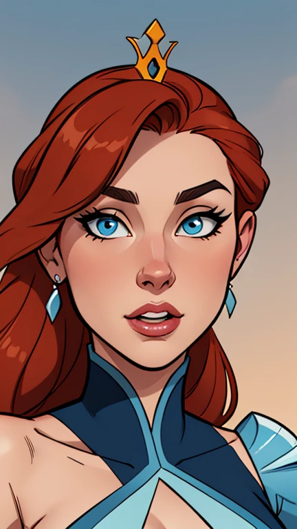 Compensation! Here is the revised and cleaner text:
--- Character: Battle-scarred Queen Anna of Arendelle.
Description: Cartoon image of a woman. cartoon style illustration, with highly detailed character design. detailed digital art, showing courage and high quality portrait.
characteristics:
- Portrait character design - Beautiful digital illustration - Comic art - Young girl with braided hair - Beautiful lined eyes - Medium-large bust and wonderful sexy clothes - Expression of sexual desire from waist to head ---