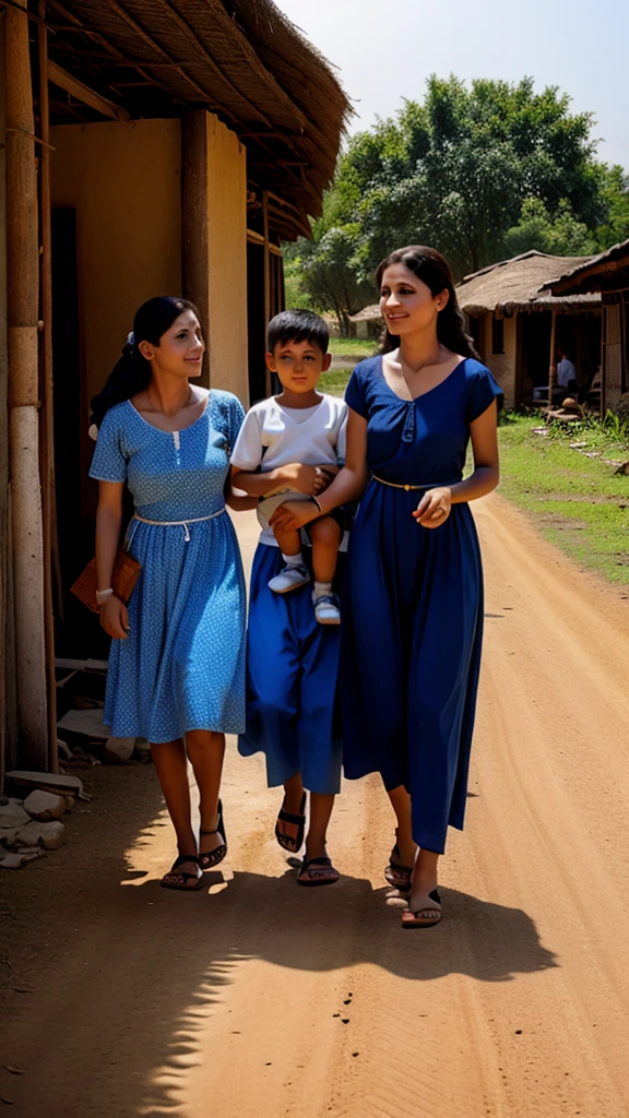 mother near the entrance of the bungalow ,calling the to drink their tea