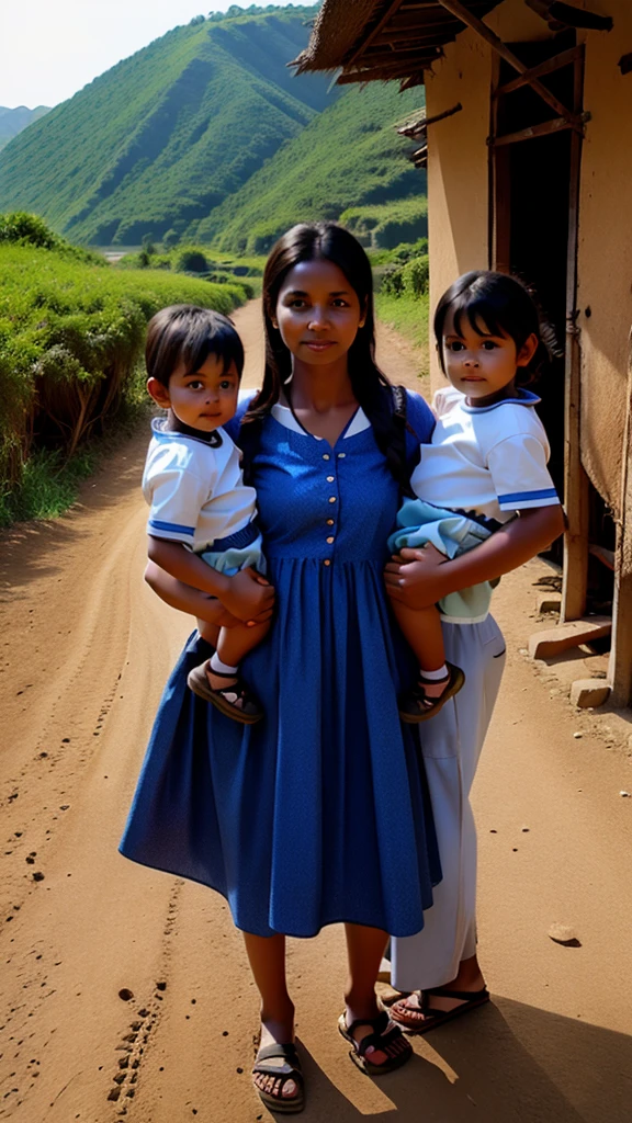 Family members going to Village 