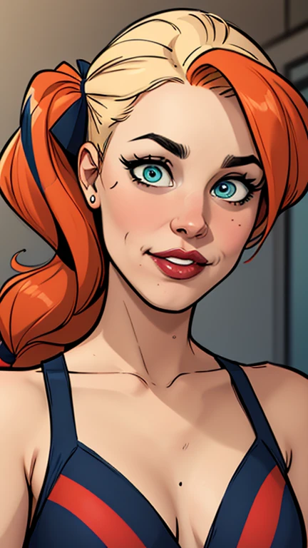Compensation! Here is the revised and cleaner text:

--- Character: Battle-scarred Harley Quinn.

Description: Cartoon image of a woman. cartoon style illustration, with highly detailed character design. detailed digital art, showing courage and high quality portrait. 

characteristics:
- Portrait character design - Beautiful digital illustration - Comic art - Young girl with braided hair - Beautiful lined eyes - Medium-large bust and wonderful sexy clothes - Expression of sexual desire from waist to head ---