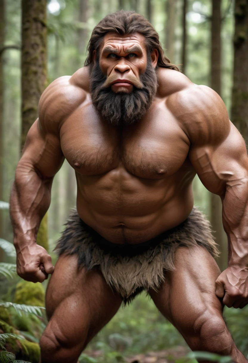(RAW photo of a Neanderthals:1), hunting, forest, prehistoric, (hyper realistic:1.4), Historical, primitive, (Neanderthal man),(half gorilla mix :0.55), heavyset, tall, (very muscular:1.8), (hairy body:1.5),(detail face:1.1), tan skin, thick arms, (veiny arms:1), (wearing loincloth:1), thick legs, rounded pecs, big arms, veiny arms, hunching down, dark brown skin, hdr, photorealistic
masterpiece, cinematic, best quality, sharp focus,