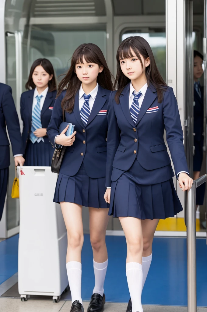 high school girl　uniform　Group disembarkation