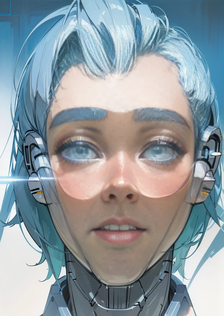 portrait of a surprised android, bottom view,Outdoors,ral-swarcrystl,8k,F2.8,RAW Photo,ultra detailed,soft lighting,real life,ultra detailed, by hajime sorayama