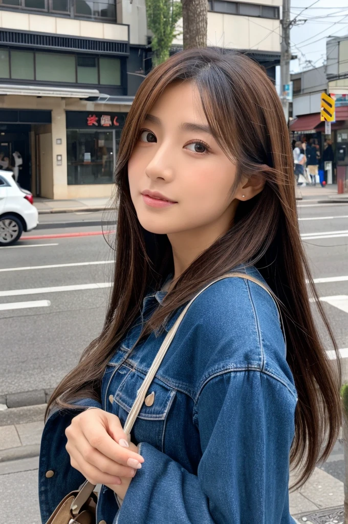 ((Highest quality)), ((masterpiece)), (detailed), Japanese,Street Corner,Beauty,OL