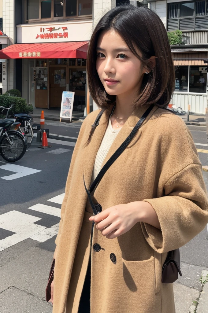 ((Highest quality)), ((masterpiece)), (detailed), Japanese,Street Corner,Beauty,OL