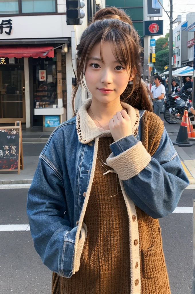 ((Highest quality)), ((masterpiece)), (detailed), Japanese,Street Corner,Beauty,OL
