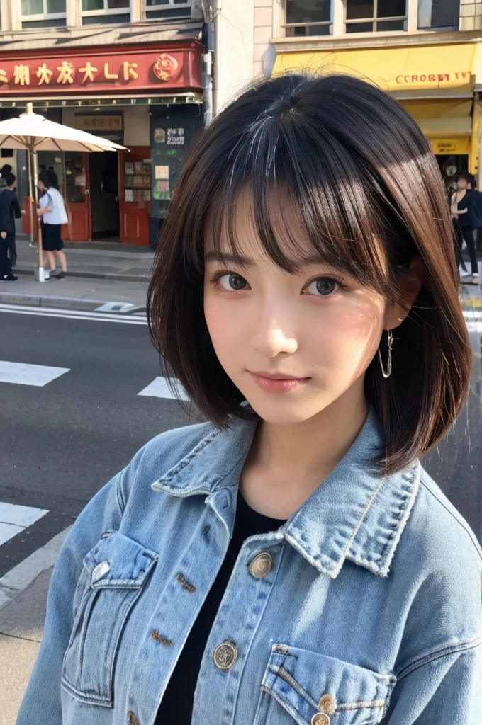 ((Highest quality)), ((masterpiece)), (detailed), Japanese,Street Corner,Beauty,OL