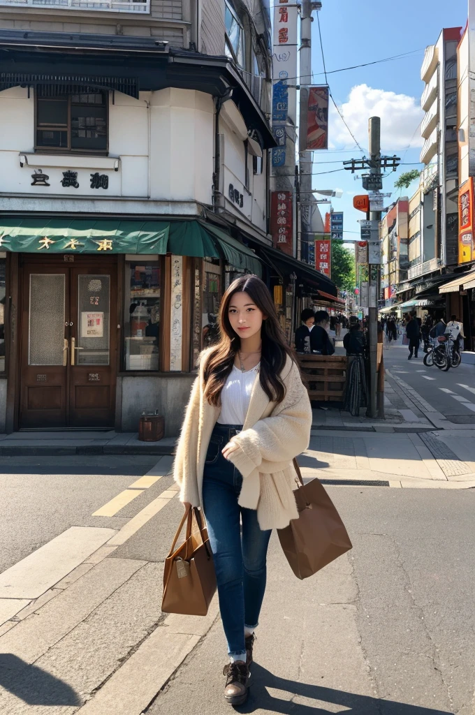 ((Highest quality)), ((masterpiece)), (detailed), Japanese,Street Corner,Beauty,OL