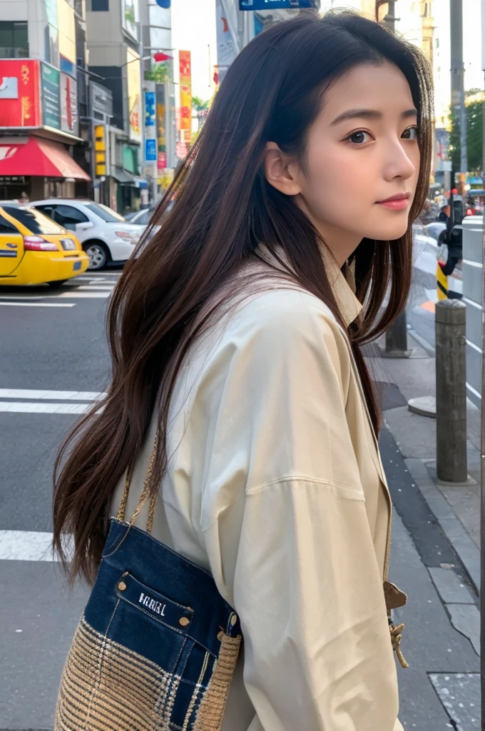 ((Highest quality)), ((masterpiece)), (detailed), Japanese,Street Corner,Beauty,OL