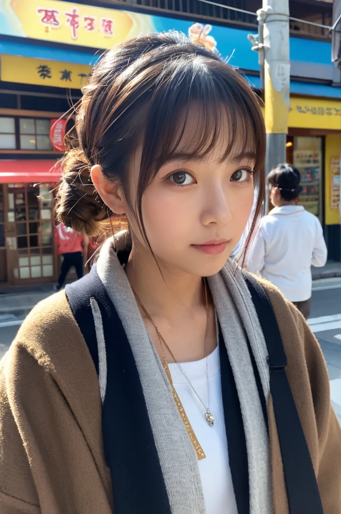 ((Highest quality)), ((masterpiece)), (detailed), Japanese,Street Corner,Beauty,OL