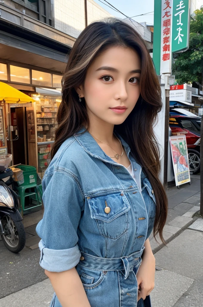 ((Highest quality)), ((masterpiece)), (detailed), Japanese,Street Corner,Beauty,OL