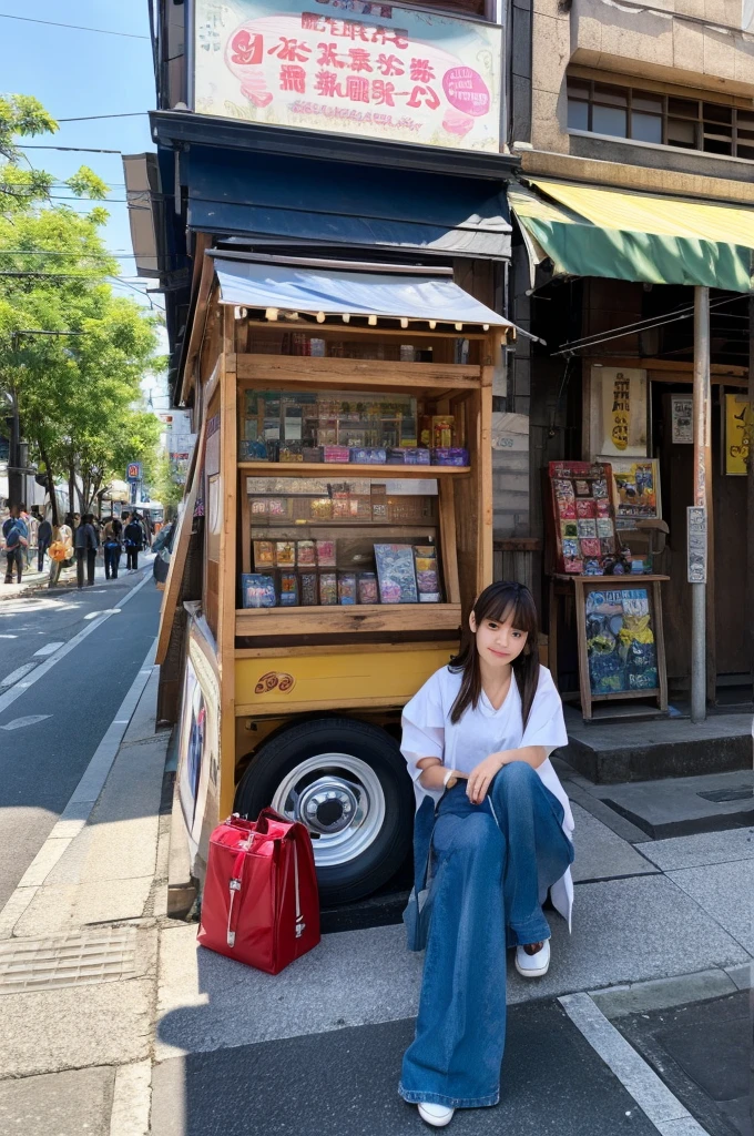 ((Highest quality)), ((masterpiece)), (detailed), Japanese,Street Corner,Beauty,OL