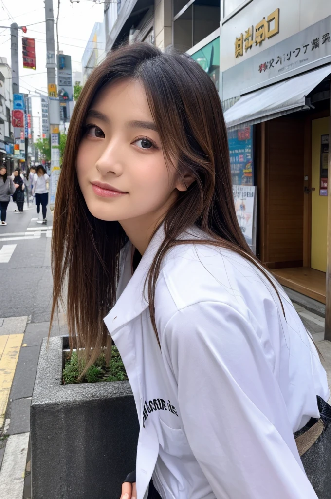 ((Highest quality)), ((masterpiece)), (detailed), Japanese,Street Corner,Beauty,OL