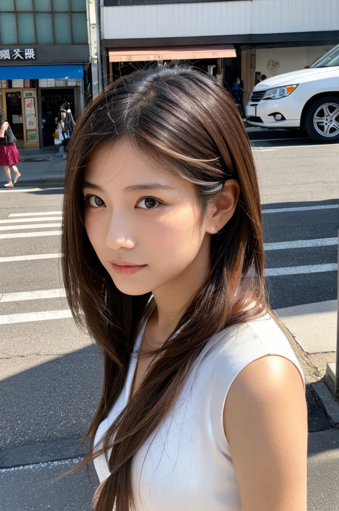((Highest quality)), ((masterpiece)), (detailed), Japanese,Street Corner,Beauty,OL
