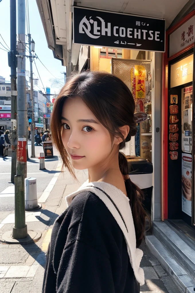 ((Highest quality)), ((masterpiece)), (detailed), Japanese,Street Corner,Beauty,OL