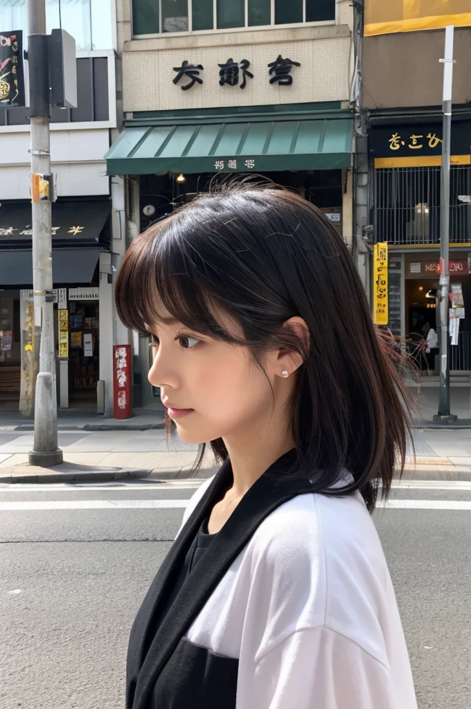 ((Highest quality)), ((masterpiece)), (detailed), Japanese,Street Corner,Beauty,OL