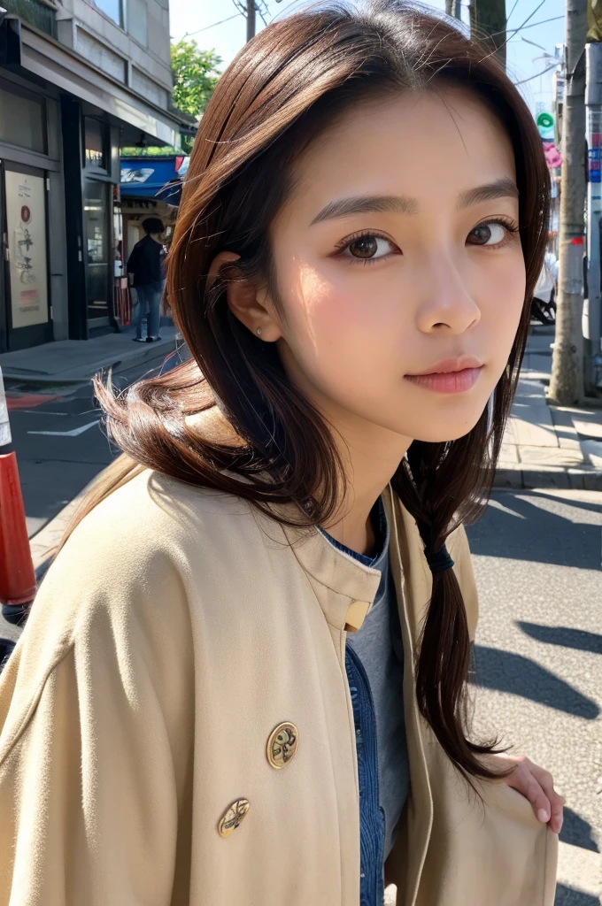 ((Highest quality)), ((masterpiece)), (detailed), Japanese,Street Corner,Beauty,OL