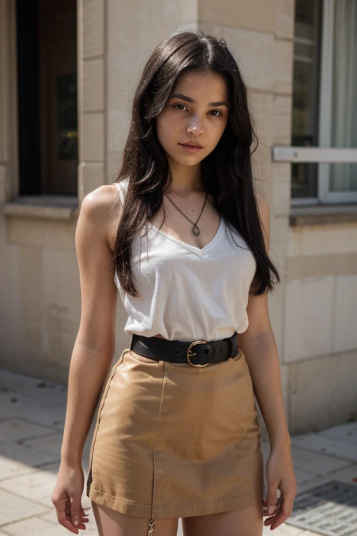 girl with straight black hair wearing a necklace and sash