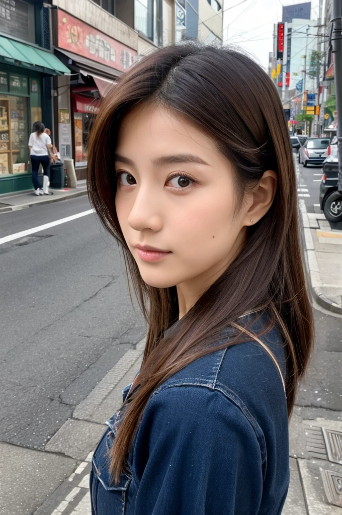 ((Highest quality)), ((masterpiece)), (detailed), Japanese,Street Corner,Beauty,OL,Tokyo
