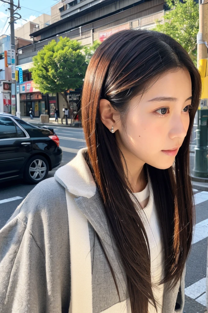 ((Highest quality)), ((masterpiece)), (detailed), Japanese,Street Corner,Beauty,OL