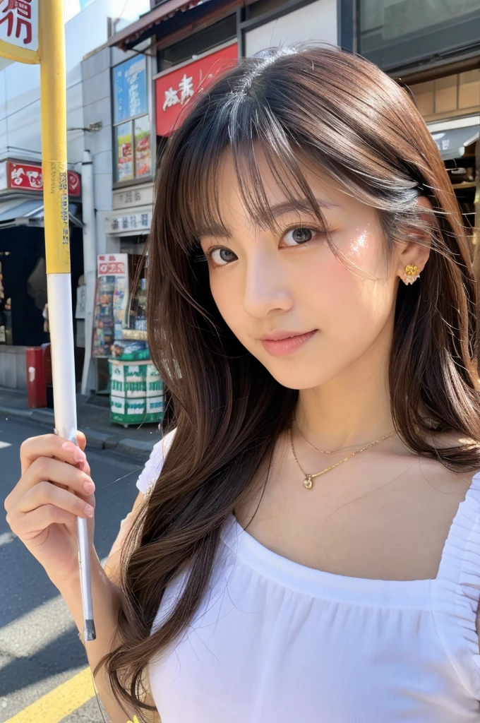 ((Highest quality)), ((masterpiece)), (detailed), Japanese,Street Corner,Beauty,OL