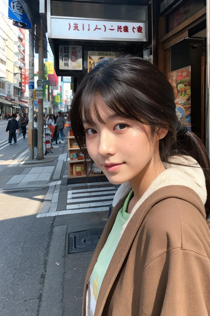 ((Highest quality)), ((masterpiece)), (detailed), Japanese,Street Corner,Beauty,OL