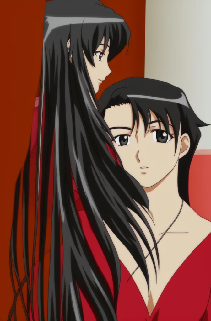 black haired woman with long hair and a red bra top, lorena avarez, 18 years old, profile image, profile pic, very pretty, grainy low quality, taken in the early 2020s, 1 8 yo, blurry, anime