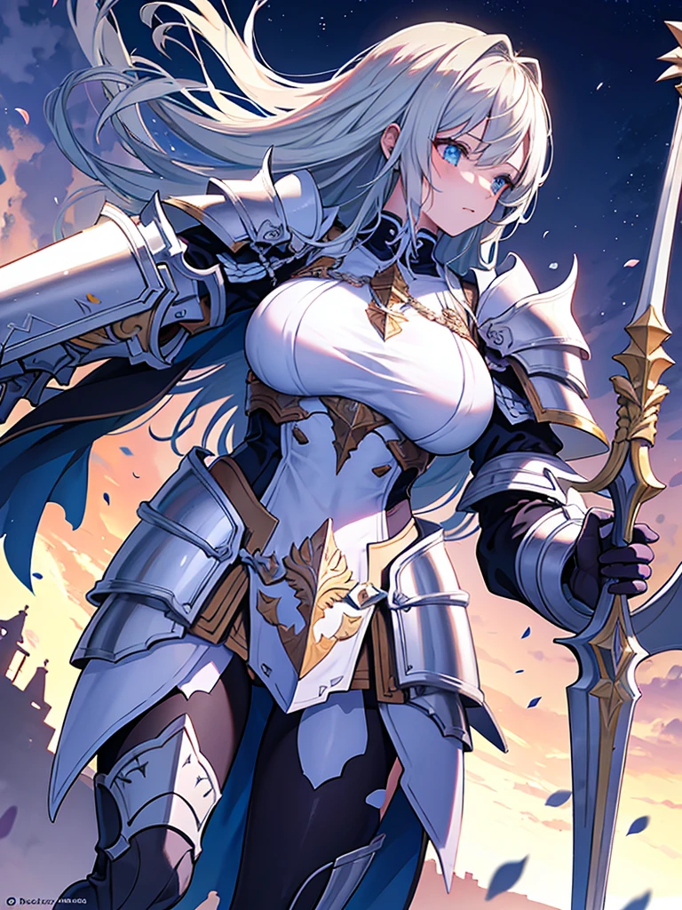Paladin,beautiful breasts,holding shield and spear,ride beast, high Quality,best quality